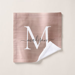 Chic Rose Or Brossé Métal Monogramme Girly Script