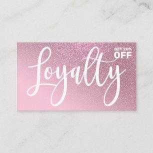 Chic Rose Pink Glitter Gradient Typography Loyalty Card