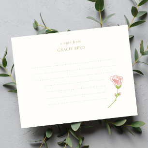 Chic Rose Wedding Lined Handwritten Note Card