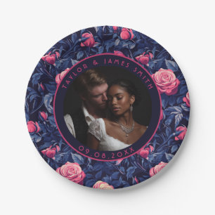 Chic Rose Wedding Plates For Bridesmaid Groomsmen