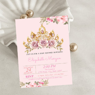 Chic Roses Tiara Floral Baby Shower Invitation