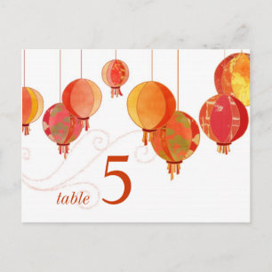 Chic rouge lanternes blanc Mariage Numéro de table