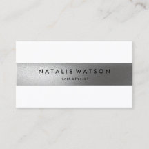 Chic Rough FAUX Silver Stripe White Modern Elegant