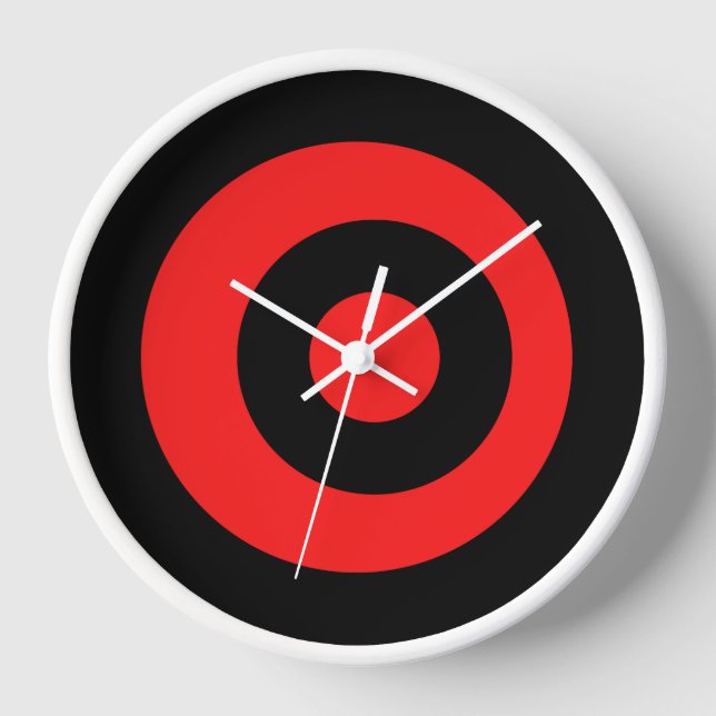 Chic Round Black Red Wall Clock (Front)