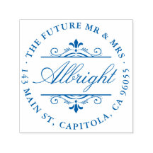 Chic Round Elegant Script Art Deco Return Address