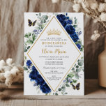 Chic Royal Blue Floral Butterflies Quinceañera Invitation<br><div class="desc">Personalize this pretty royal blue floral Quinceañera / Sweet 16 birthday invitation easily and quickly. Simply click the customize it further button to edit the texts,  change fonts and fonts colours. Featuring pretty royal blue flowers and butterflies. Matching items available in store. (c) Somerset Fine Paperie</div>