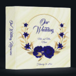 chic royal blue floral gold wreath photo album binder<br><div class="desc">beautiful elegant royal blue flowers with some gold leaves chic wreath marble photo album binder.
The glitter details are simulated</div>