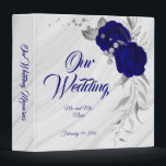 chic royal blue floral silver leaves marble album binder<br><div class="desc">beautiful elegant royal blue flowers with some silver leaves chic grey marble photo album binder.
The glitter details are simulated</div>