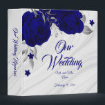 chic royal blue floral silver leaves marble album binder<br><div class="desc">beautiful elegant royal blue flowers with some silver leaves chic grey marble photo album binder.
The glitter details are simulated</div>