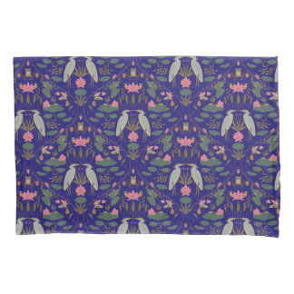 Chic Royal Blue Heron Heritage Revival Pillowcase
