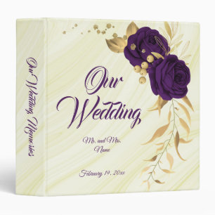 chic royal purple floral gold leaves photo album binder