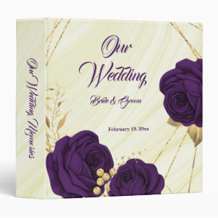 chic royal purple floral gold leaves photo album binder