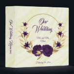 chic royal purple floral gold wreath photo album binder<br><div class="desc">beautiful elegant royal purple flowers with some gold leaves chic wreath marble photo album binder.
The glitter details are simulated</div>