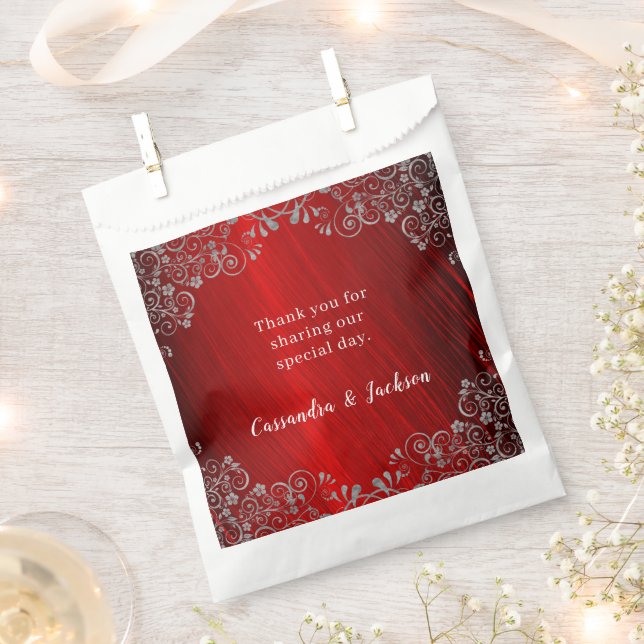 Chic Ruby Red  40th Wedding Anniversary Thank You Favour Bag (Clipped)