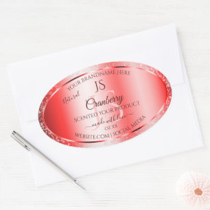 Chic Ruby Red Soft Glitter Product Labels Monogram