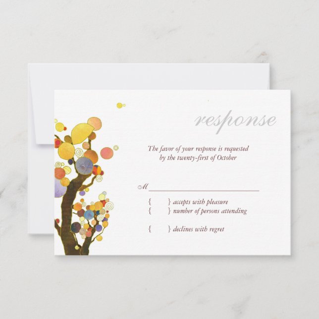 Chic Rural Trees Outdoor Wedding RSVP Card (Front)