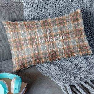 Chic Rust Color Influenced Plaid Shoulder Lumbar Pillow