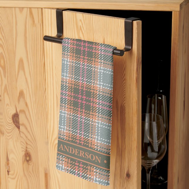 Chic Rust Colour Influenced Plaid Kitchen Towel (Thirds Fold)