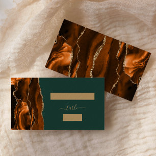 Chic Rust Gold Agate Green Wedding Escort Place Card