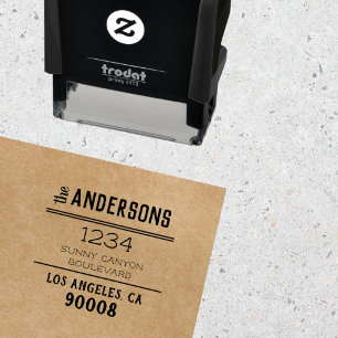 Chic Rustic Big Family Name Personalized Address Self-inking Stamp
