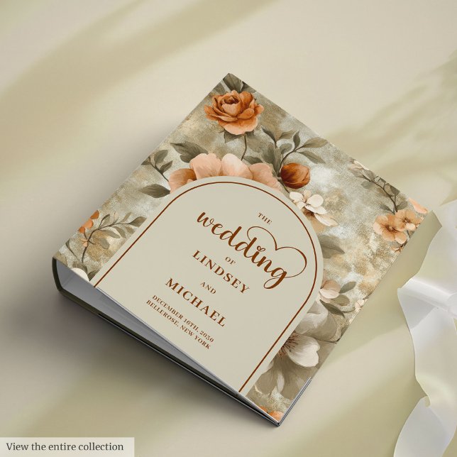 Chic Rustic Boho Neutral Beige Olive Floral Memory Binder (Rustic Boho Neutral Beige Olive Floral Memory Album)