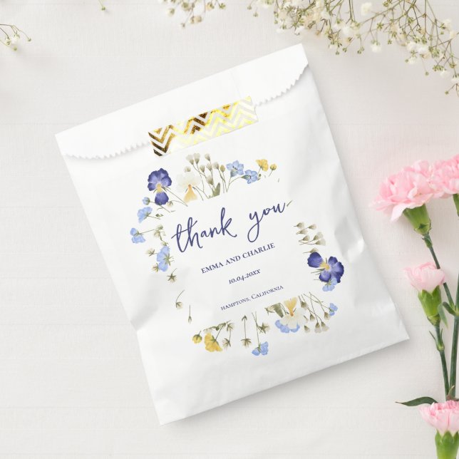 Chic Rustic botanical wildflowers blue Wedding Favour Bag (Sealed)