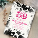Chic Rustic Cow Print Hot Pink 30th Birthday Party Invitation<br><div class="desc">Chic Rustic Cow Print Hot Pink 30th Birthday Party Invitation</div>