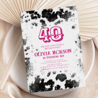 Chic Rustic Cow Print Hot Pink 40th Birthday Party
