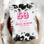 Chic Rustic Cow Print Hot Pink 50th Birthday Party Invitation<br><div class="desc">Chic Rustic Cow Print Hot Pink 50th Birthday Party Invitation</div>
