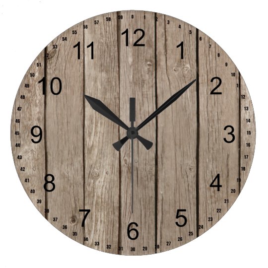 Chic Rustic Faux Wood Wall Clock