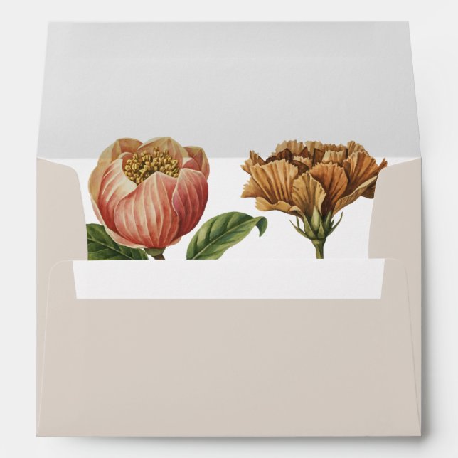 Chic Rustic Floral Wedding Return Address Envelope (Back (Bottom))