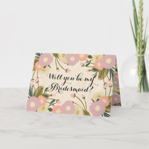 Chic Rustic Floral Will You Be My Bridesmaid Invitation