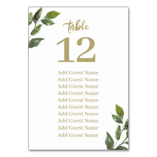 Chic Rustic Greenery Table Number Seating Chart