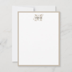 Chic Rustic Modern Beige Monogram Minimalist  Card