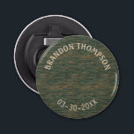 Chic Rustic Steel Grey Blue Wood Grain Pattern Bottle Opener<br><div class="desc">Modern contemporary but rustic dark teal blue and brown coloured wood grain pattern look design with room to customize or personalize with name and date, or limited text, of your choice. Fun keepsake gift, party favour, and personal memento for special events and occasions such as an anniversary, bachelor party, Christmas...</div>