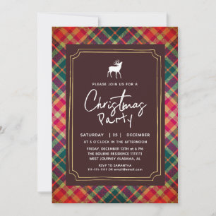 Chic Rustic Tartan Plaid Christmas Party Invitation