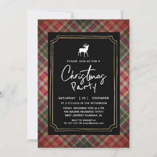 Chic Rustic Tartan Plaid Christmas Party Invitation