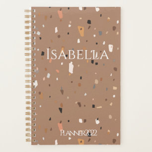 Chic rustic taupe terrazzo planner