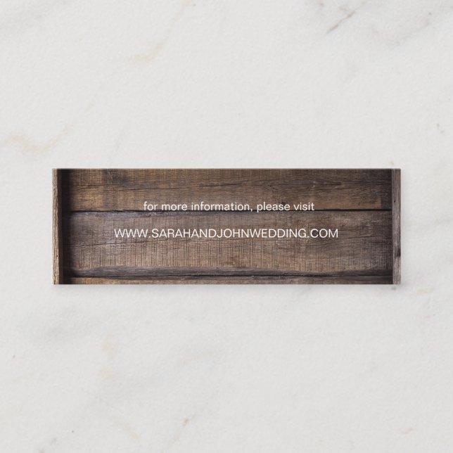 Chic Rustic Wood Wedding Website Card (Front)
