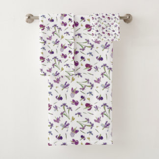 Chic Rustique Purple Aquarelle Iris Fleurs Motif