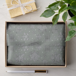 Chic Sage Christmas w/ Elegant Snowflakes Tissue Paper