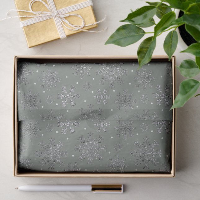 Chic Sage Christmas w/ Elegant Snowflakes Tissue Paper (Gift)