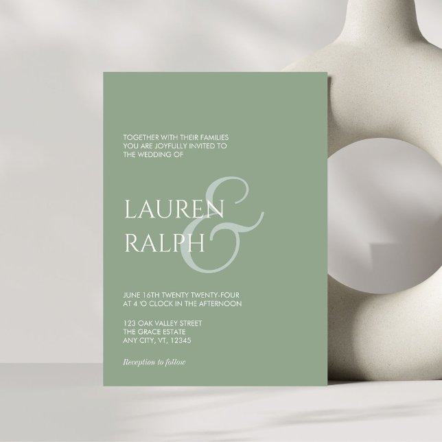 Chic Sage & Cream Script Faire-part de mariage (Créateur téléchargé)
