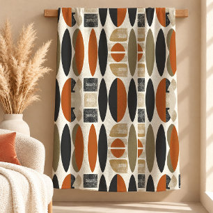 Chic Sage Dusty Green Rust Boho Shapes Blanket