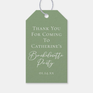 Chic Sage Green Bachelorette Party Personalized Gift Tags