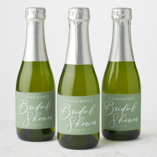 Chic Sage Green Bridal Shower Personalized Mini Sparkling Wine Label