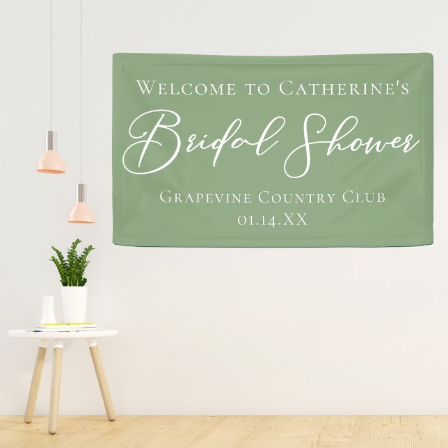 Chic Sage Green Bridal Shower Personalized Welcome Banner (Creator Uploaded)