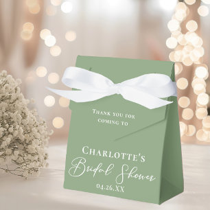 Chic Sage Green Bridal Shower White Personalized Favor Box