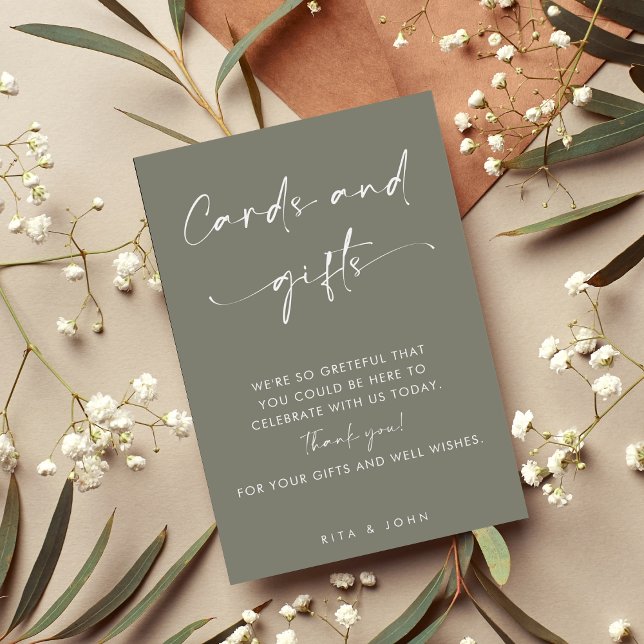 Chic Sage Green Cards and Gifts Favour Wedding Sig Poster (Creator Uploaded)