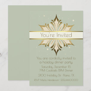 Chic Sage Green et Gold Fête Invitation
